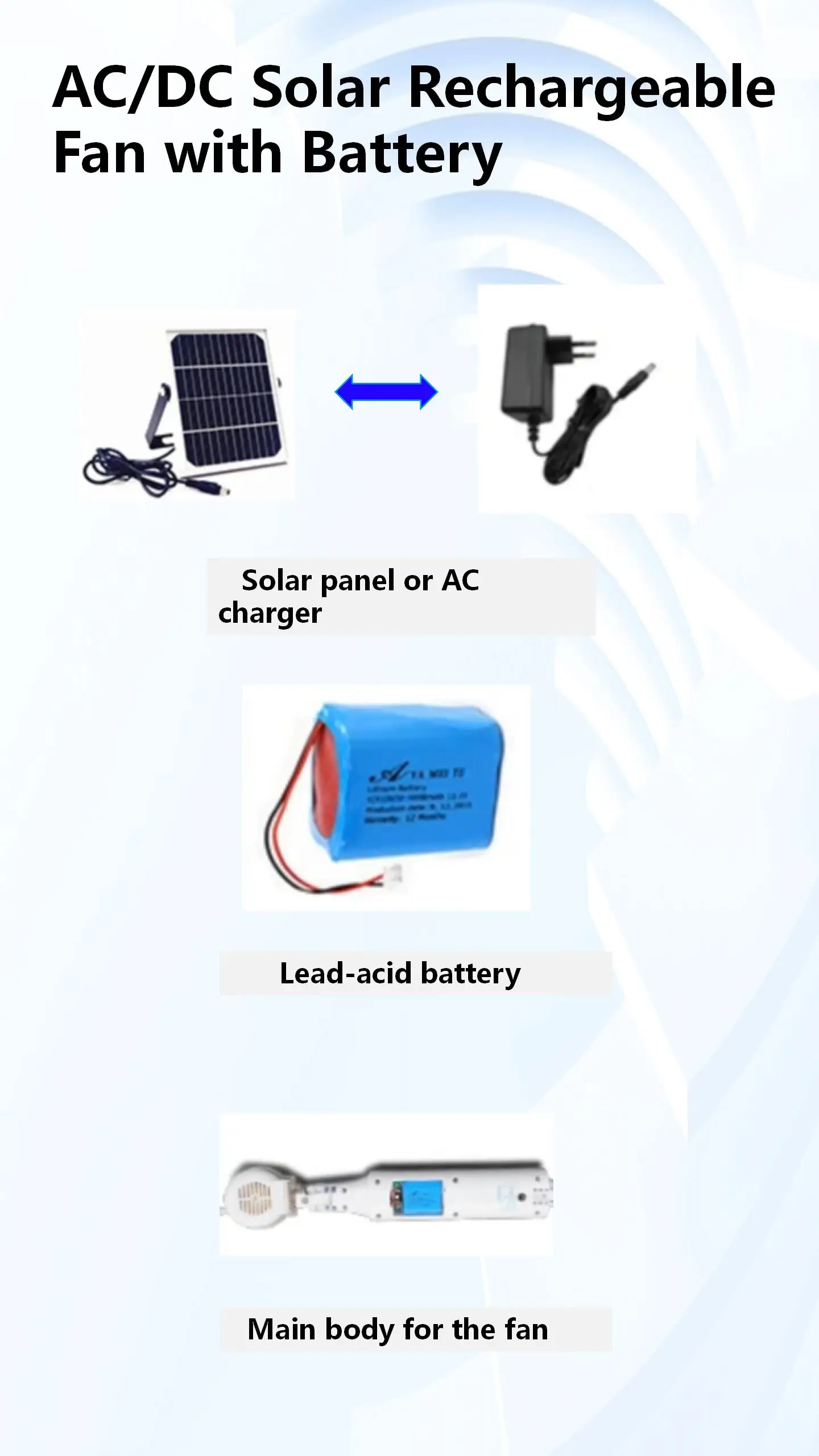 16'' Ac/dc Rechargeable Solar Floor Fan With Powerful 9 Speed Wind ...