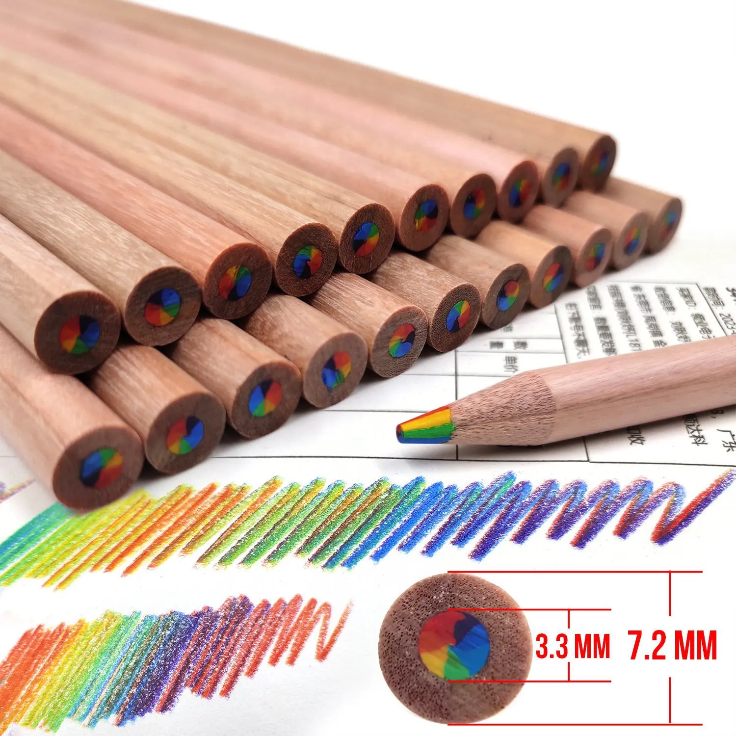 High Quality Wholesale Hexagonal Multi Coloured Jumbo Wood Pencils 4 Color in 1 Lead Rainbow Colored