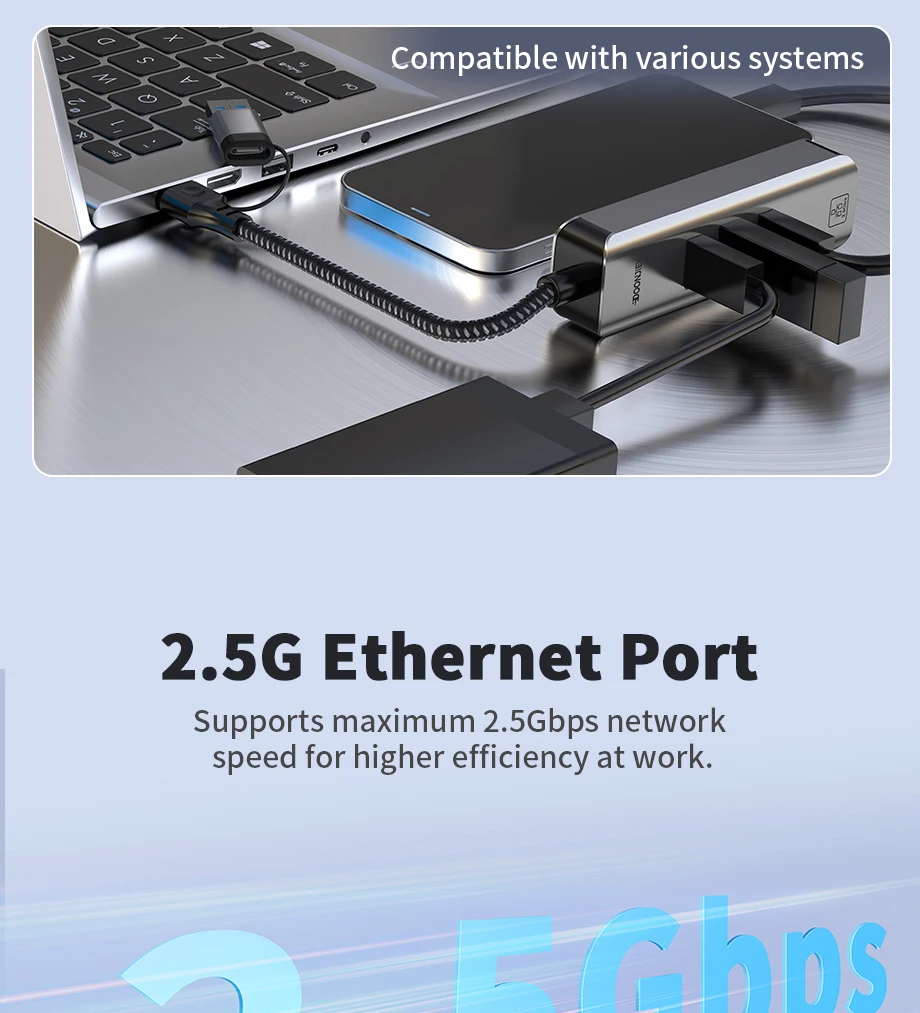 DOONJIEY USB 3.0 Aluminum Alloy Ethernet Adapter with 3-Port Type-C Gigabit Ethernet RJ45 Docking Station in Stock