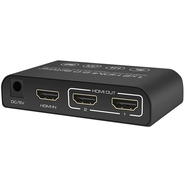 4K 60HZ HDTV Splitter 1x2 1 computer 2 monitor Gold-plated terminals 2 Port HDTV Splitter 1X2 for PS4/PS5 Xbox