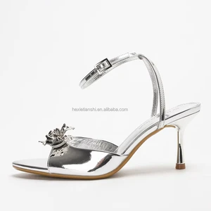 4302A-35 Autumn New Product Open Toe Fashion Silver Women Heeled Sandals Elegant Dress Party Thin High Heel Sandals