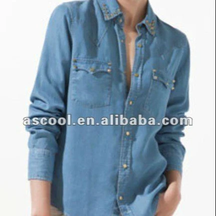 Source Camisas vaqueras para mujer + pantalones de lona la moda on m.alibaba.com