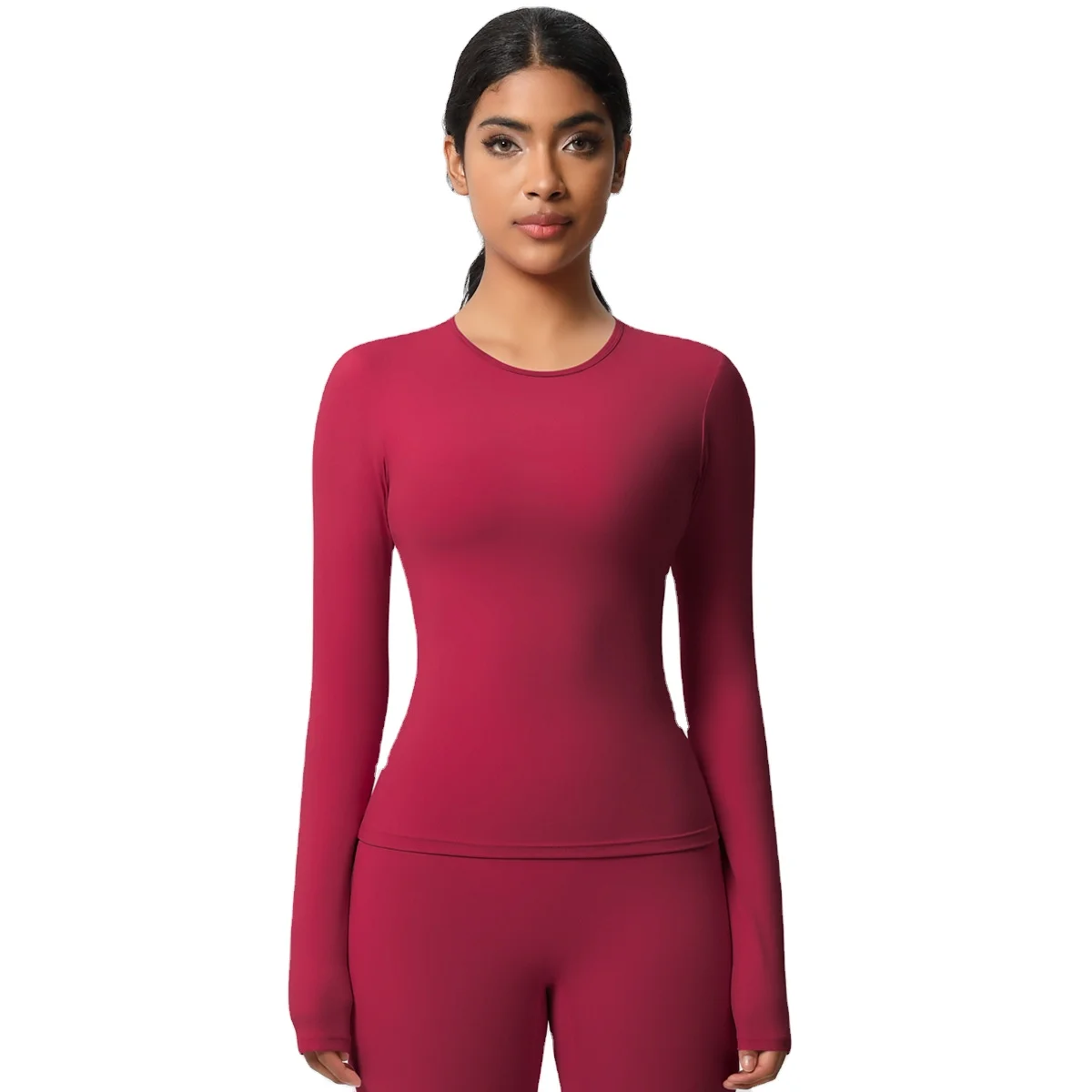 High-Intensity Running Sports Long Sleeve Top Slim Fit Neck Barely-There Yoga Fitness Cl preview