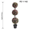 Albero Topiario con Rose Artificiali a Tre Sfere (110 cm/3,60 ft)