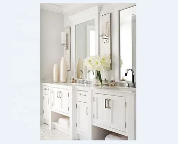 Luxury custom made solid wood modern bathroom vanity with marble tops