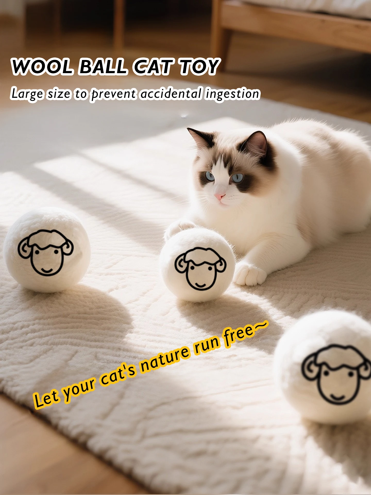 New 7.5CM Diameter Quiet Wool Ball Cat Toy Bite Resistant Wear Resistant Relieves Pet Boredom Interactive Pet Products factory
