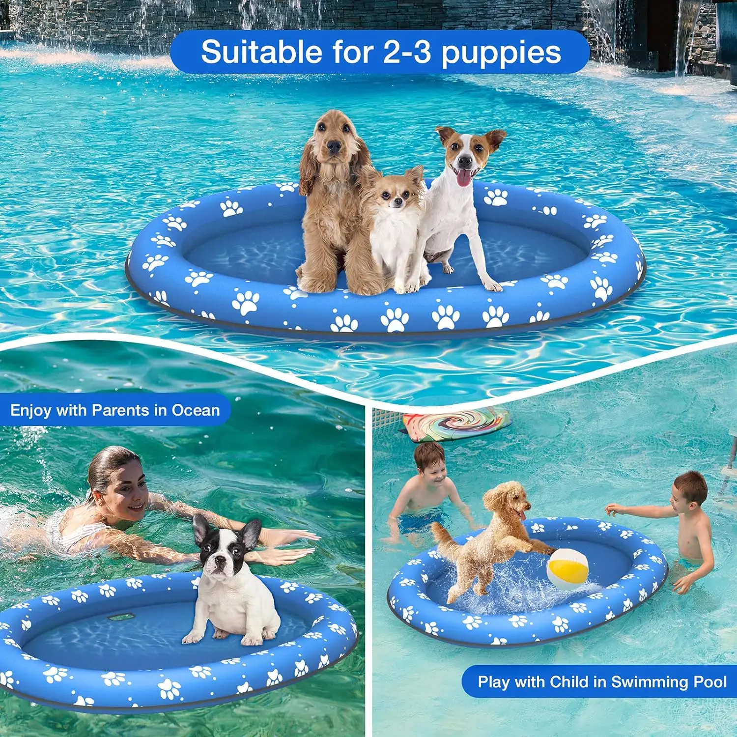 Pool Raft For Dogs Inflatable Pool Floats for Dogs Pet Swimming Pool Floating Row Bed for ...