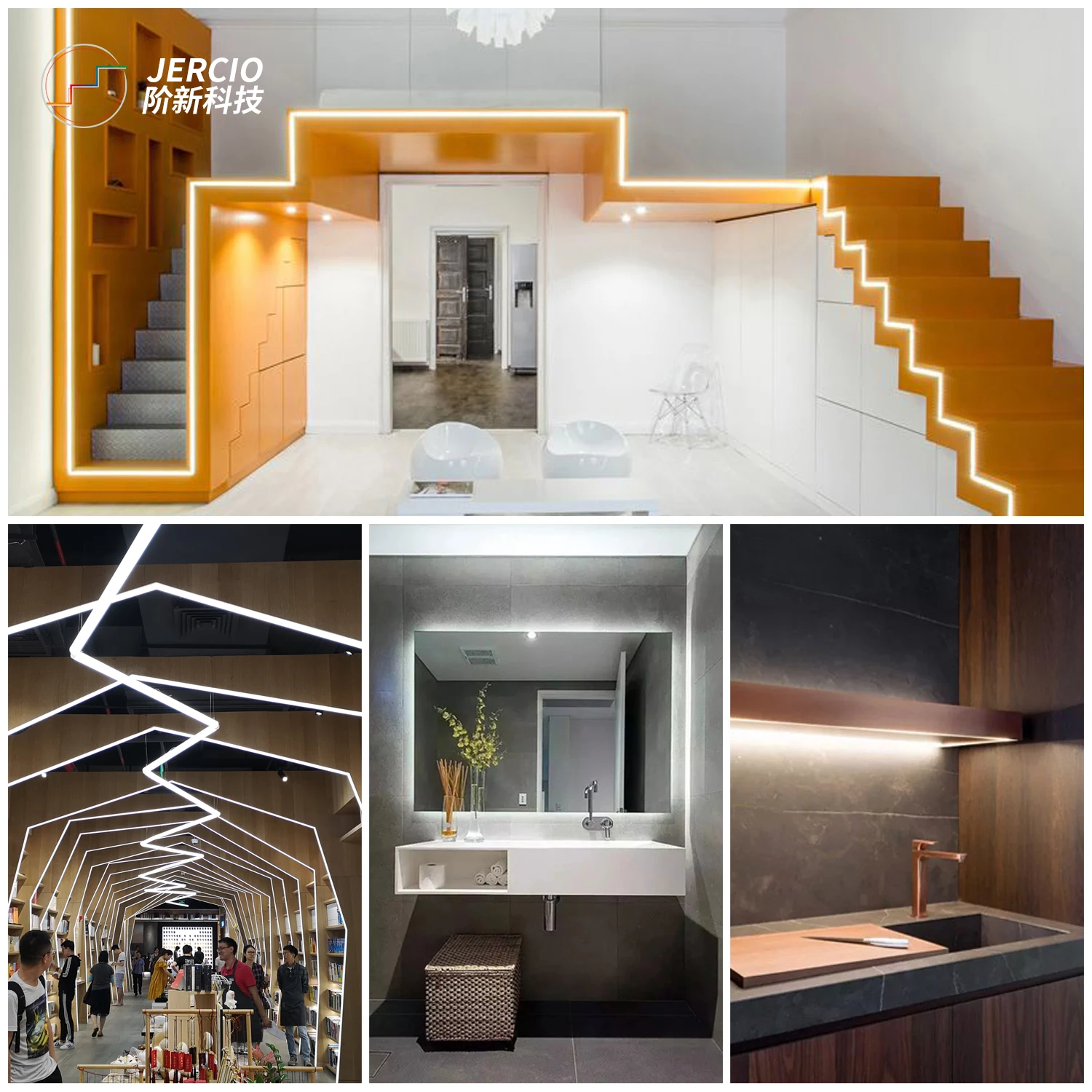 Jercio 5M LED Light Strip Motion Sensor 12V Under Cabinet Light Kitchen Lamp 2835 Ribbon LED Strip Stairs Lighting