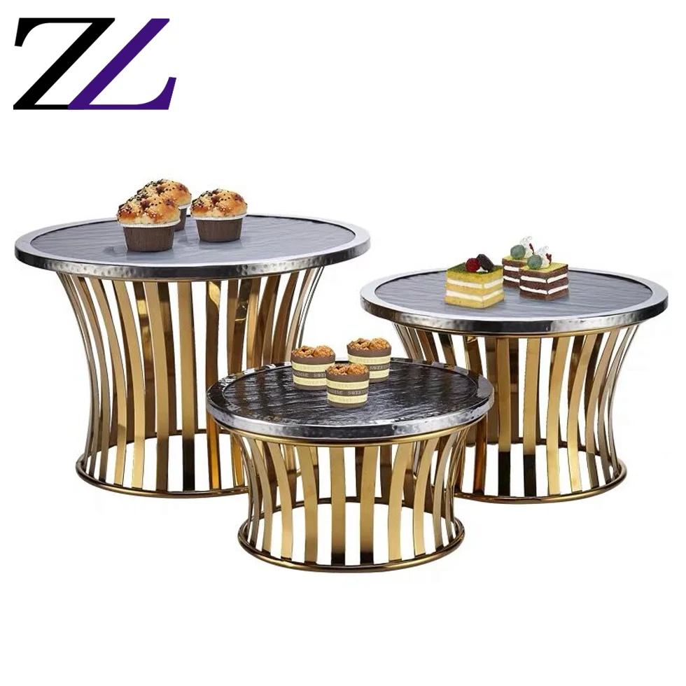 Hotel Buffet De Salon Counter Tableware Tools Design Gold Catering White Ceramic Serving Dishes Platter Buffet Plate Stand