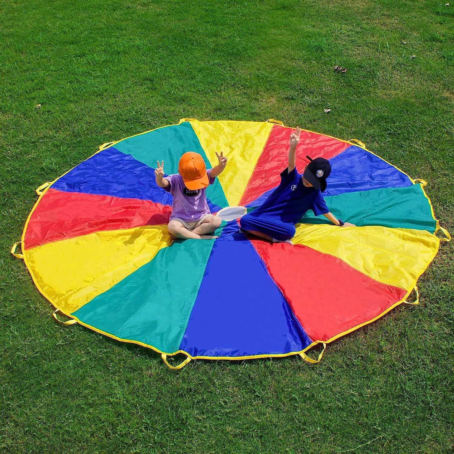 Parachute Arc-en-Ciel 2m Pour Enfants - Jouet Éducatif Multicolore Pour Jeux De Groupe