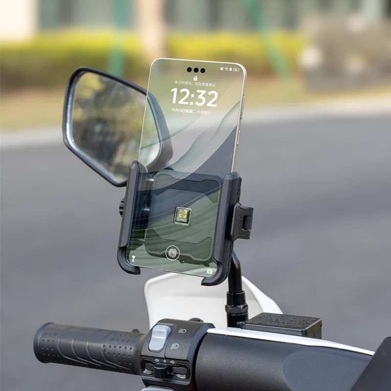 SMNU N2 motociklo lankstusis mobiliojo telefono laikiklis su užpakalinio veidrodžio laikikliu, vandeniui atsparus dviračio ar motociklo telefono laikiklis, vairaratio spaustukas