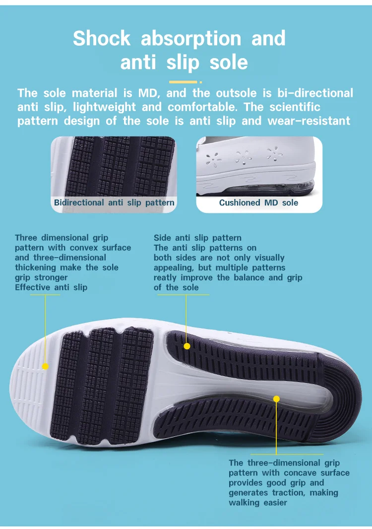 Nurse Nursing Shoes Hospital for Women White Shoes Comfort Hollow Out Breathable Anti-slip Flat Safety Work Shoes