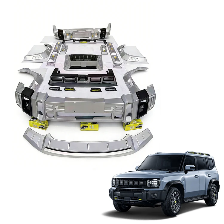 مجموعات هيكل لسيارة Jetour T2 المصنوعة من البلاستيك البولي بروبيلين (PP): شفاه أمامية وخلفية لمصدّ الأمام والمصد الخلفي، مجرفة أمامية، شفاه مصد خلفي، مُحسِّنات هوائية خلفية (سبويلر)، إكسسوارات خارجية للسيارة