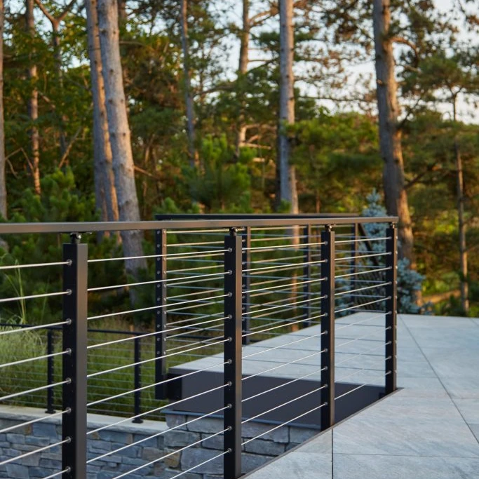 Customized black modern stainless steel railing for exterior deck railing cable handrail system for sale