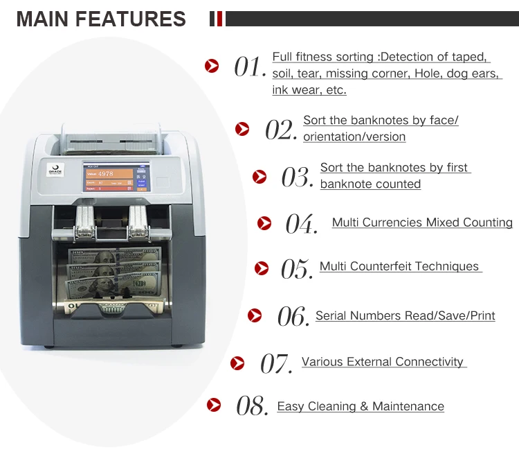 Bill Sorter Machine Money Counting Machine Bill Counter Two Pockets Money Note Sorting Machine