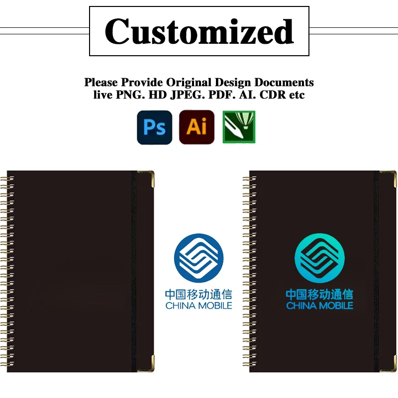 Customizable logo spiral notebook printing a5 diary notebook promotion gift custom leather cover journal coil notebook