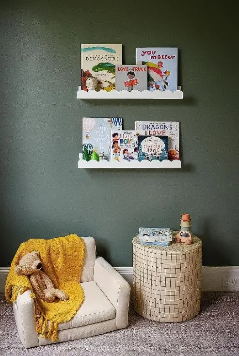 Custom Wood Floating Nursery Book Shelves Wall Pair of 24in Scalloped White Nursery Book Shelves for Kids Room Cloud Shelves