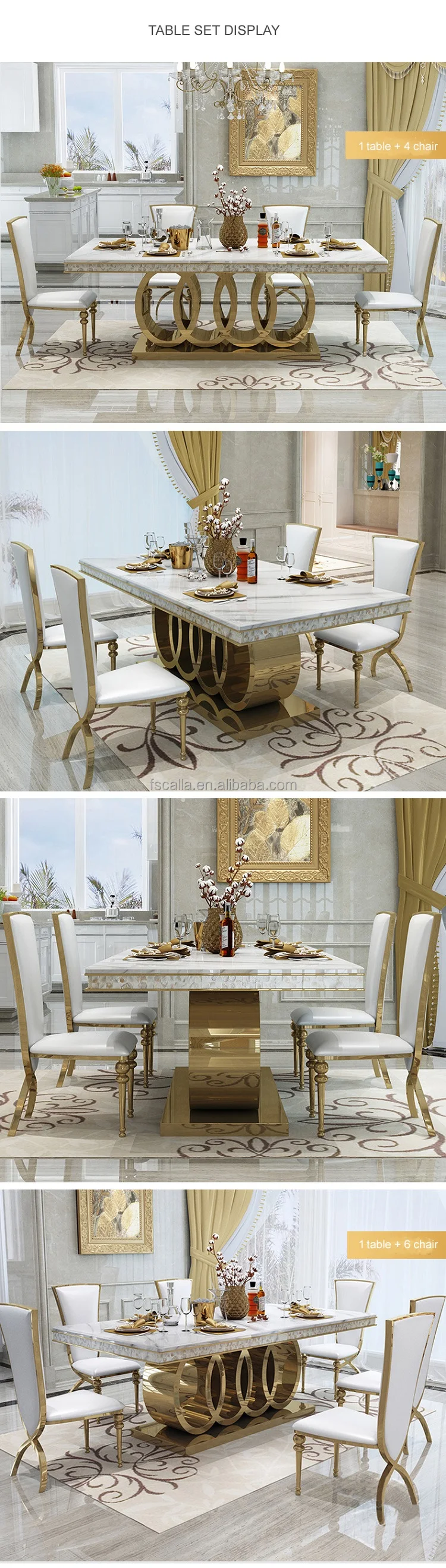 Luxury Dining Room Table - Modern Rectangular Marble Set