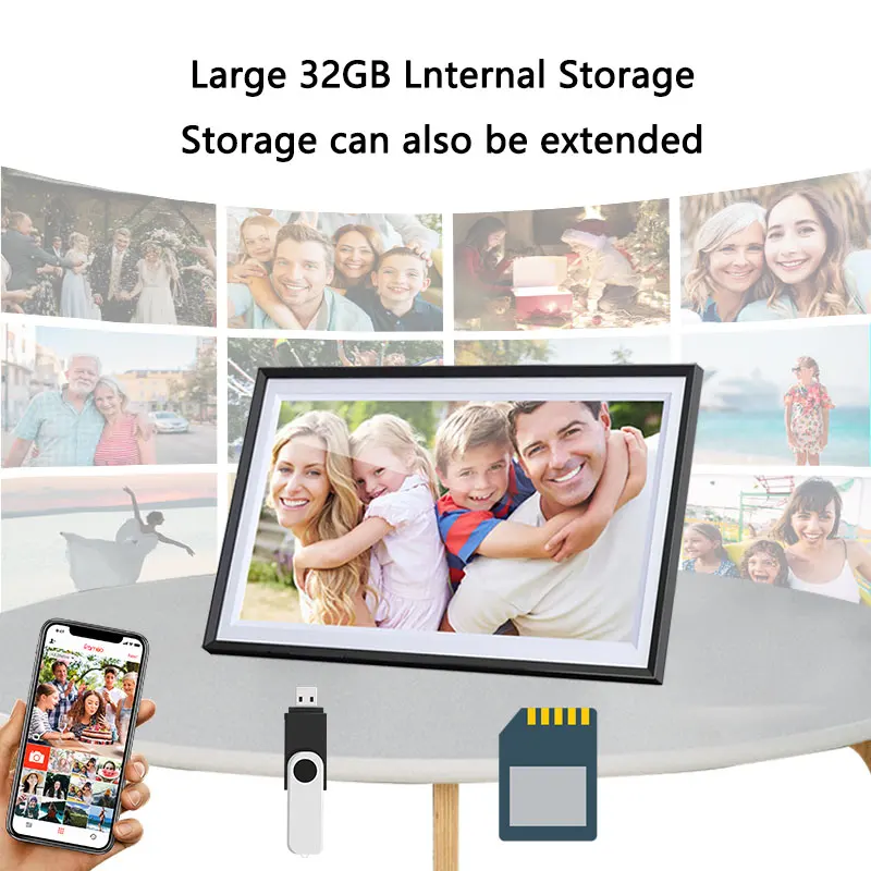 Frameo 10.1 Inch WiFi Digital Photo Frame with 1280x800 IPS Touch Screen Easy to Share Photos Videos Video Playback Function