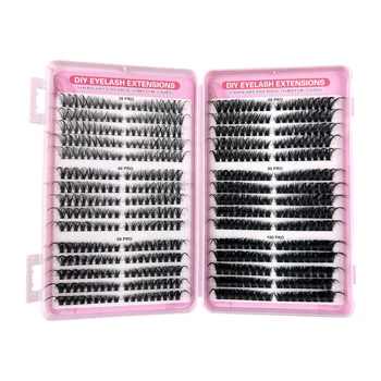 Large Capacity 540 Single Cluster DIY Eyelash Book Cross-Border New Hot Melt Hair for Pink Self-Grading Synthetic Hair Lashes