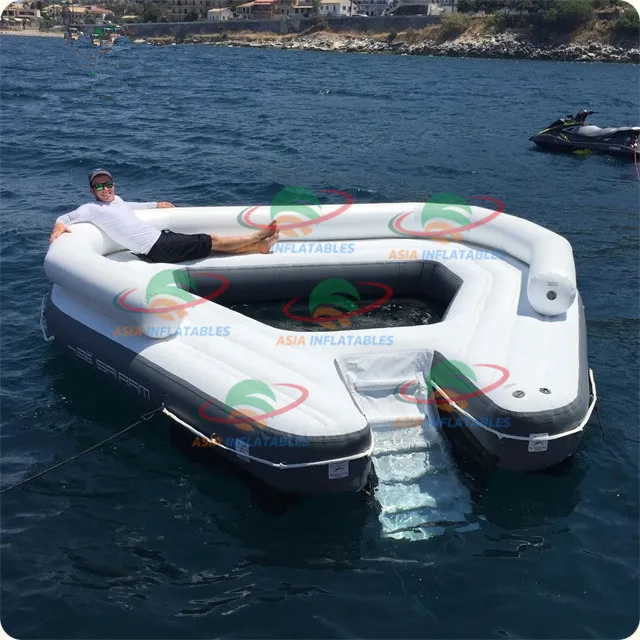 Inflatable Pontoon Boat Dock Floating Motor Boat Rowing Boats Floating  Island for Yacht