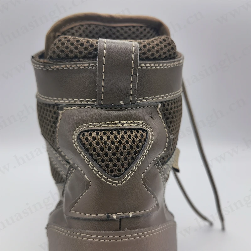 Cmh,Midcut Full Grain Leather Tan Fighting Boots With Pull Loops