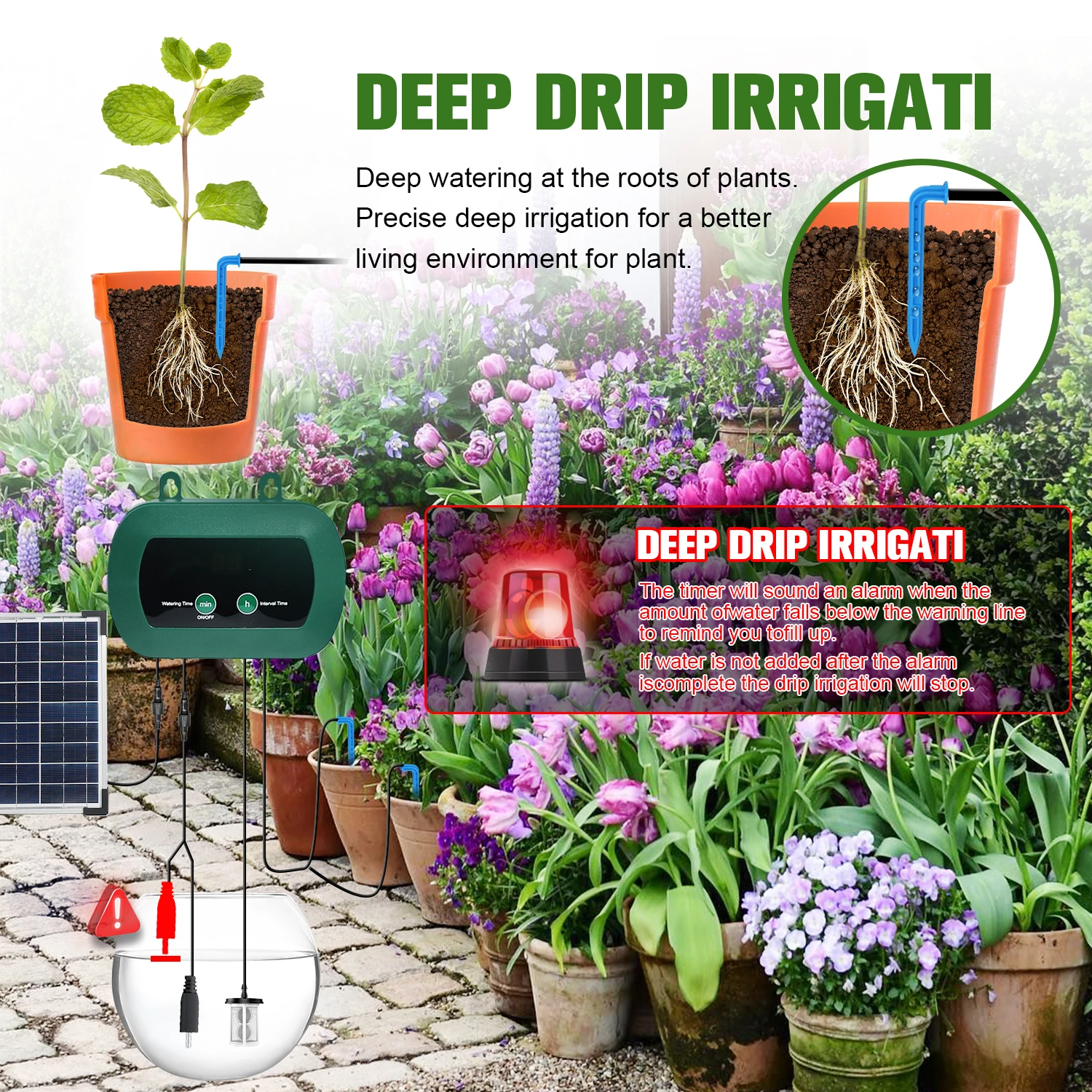Bewateringssets micro, instelbare microdruppelaar, micro druppel irrigatiekit, druppelirrigatiekit, tuinirrigatie voor landschap, bloembed, terrasplanten (30 m