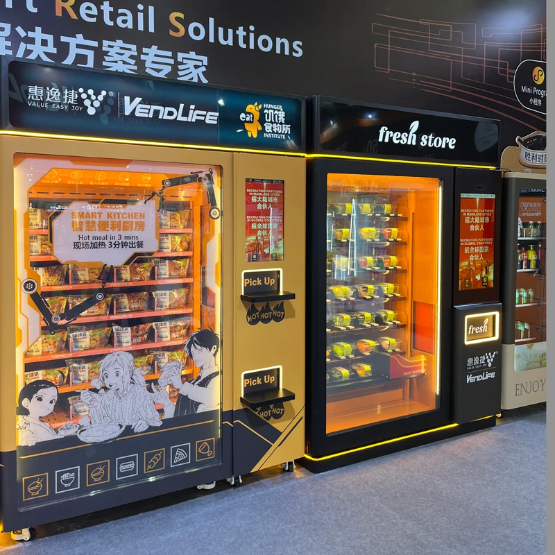 Outdoor hot food frozen commercial Fast Food Box Lunch vending machine automatic smart pizza vending machine