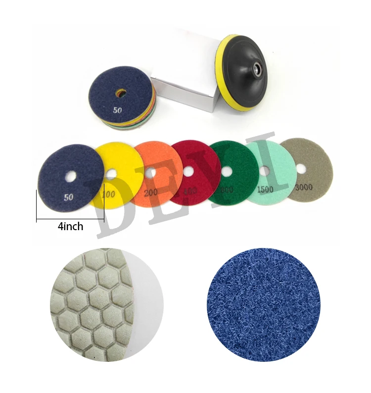 product deyi 3 inch 7steps resin flexible abrasive dry diamond polishing pad  granite marble polier pad-19