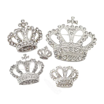 Rhinestone Crown Brooches Crystal Queen Princess Crown Brooch Pins for Wedding