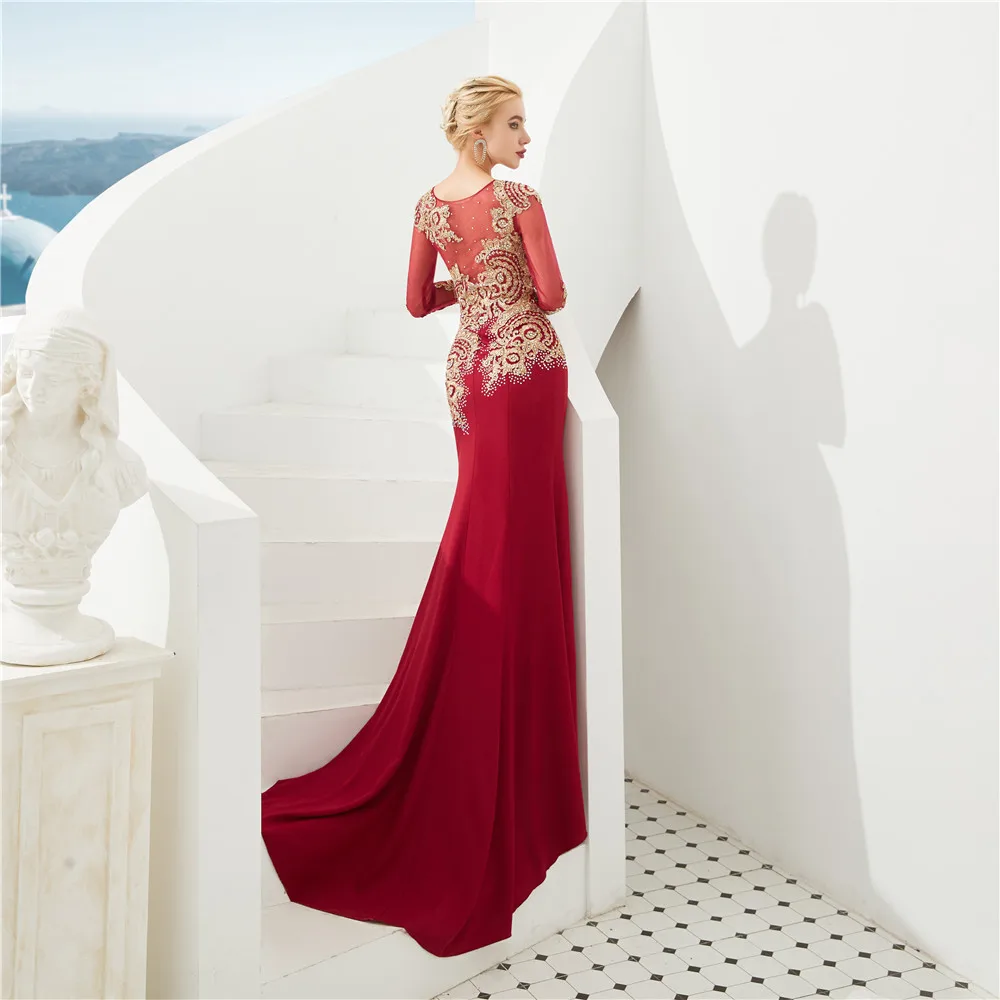 fitted lace wedding dress Red Prom Dress 2023 Mermaid/Trumpet V Neck Spaghetti Straps Sequin wit –  AnnaCustomDress main image 1