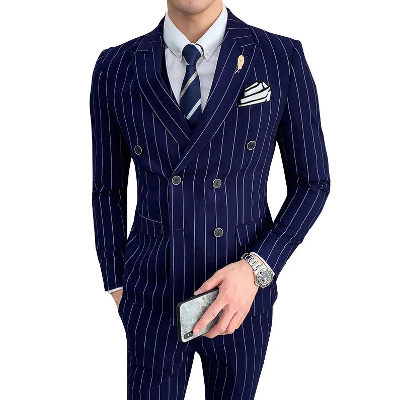 2024 Unique Design Men Suit Stripe Men's Blazer Slim Fit Wedding suit Prom custom mens suit