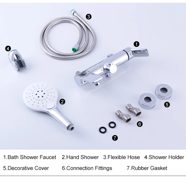 Juego de mezclador de ducha fría y caliente para baño de pared cromado