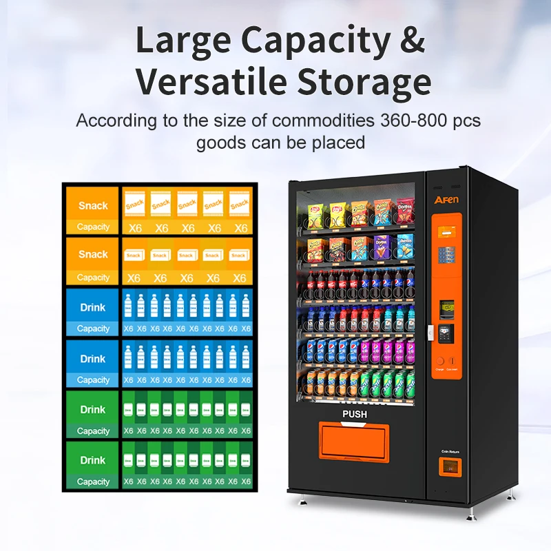 AFEN New Style Vending Machine Cash Payment Keyboard Drinks and Snack Vending Machine
