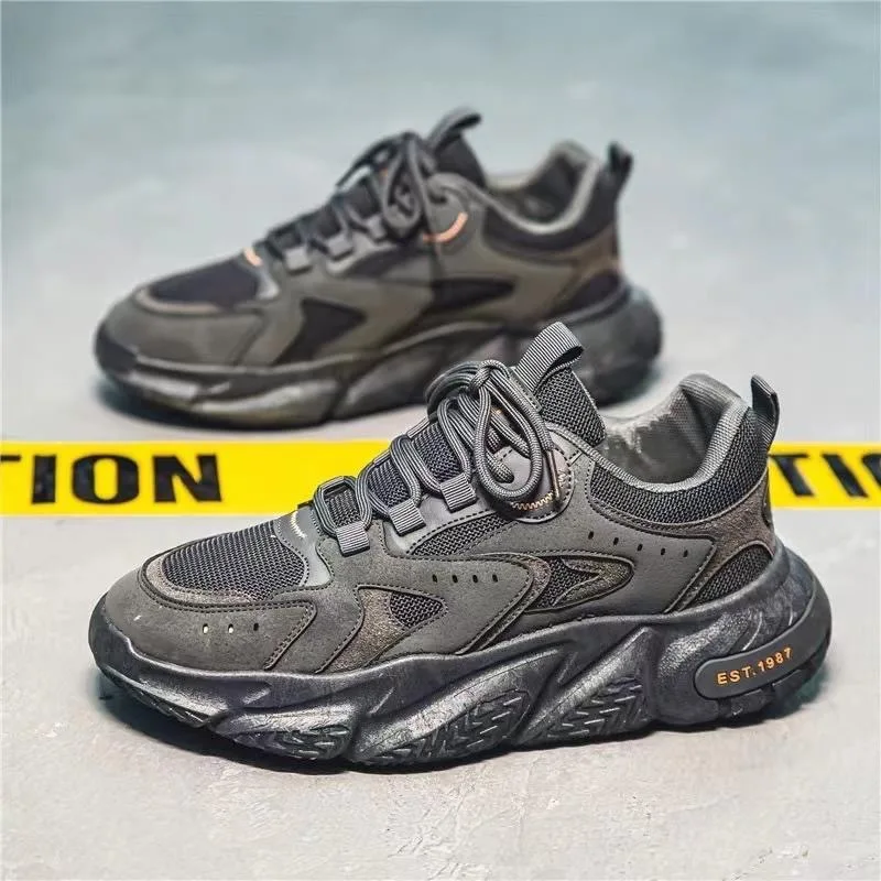 Men's shoes 2024 autumn new breathable mesh trend thick sole sports running shoes