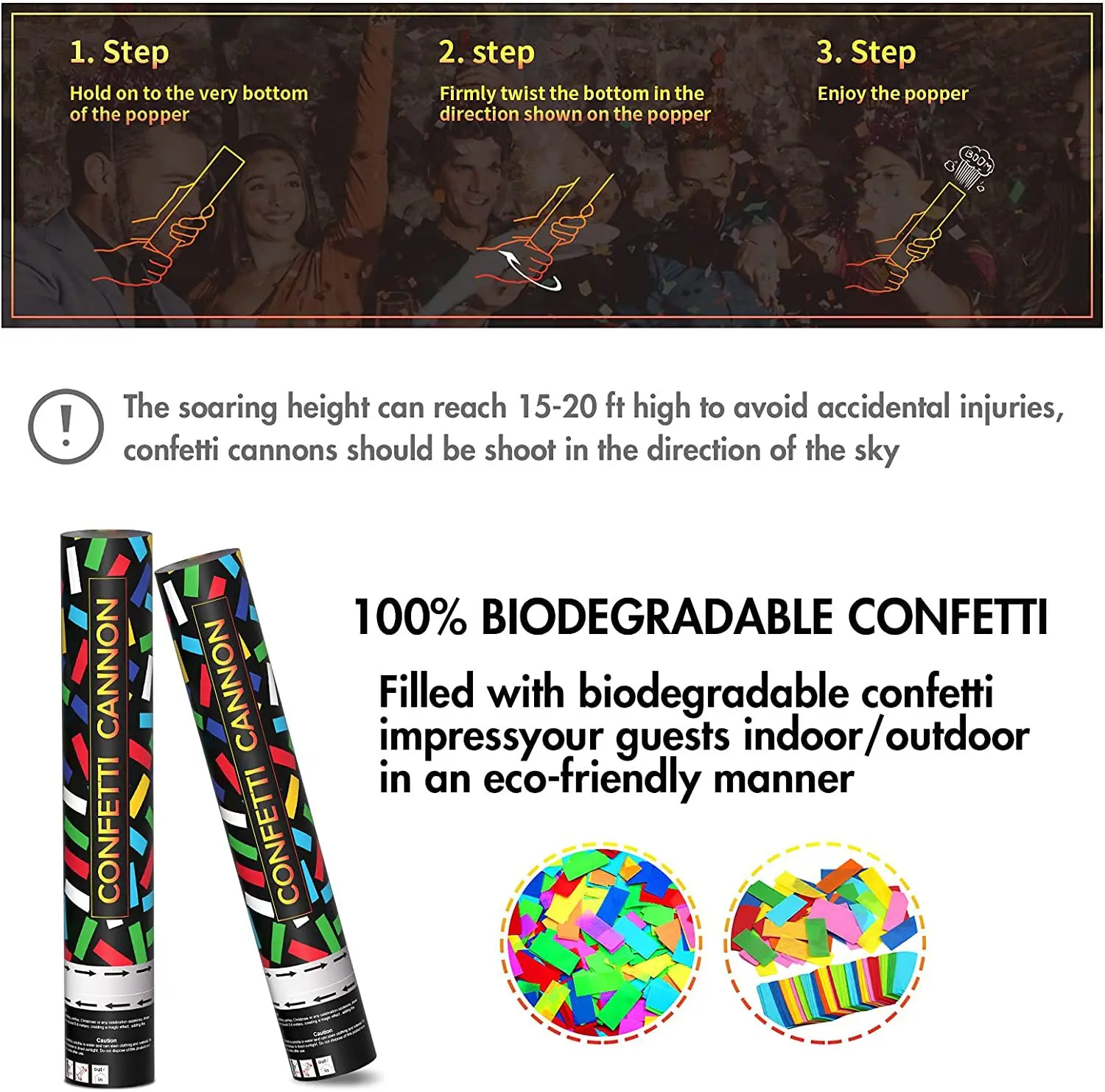 Colorful Confetti Party Supplies Cannon Biodegradable Party Popper