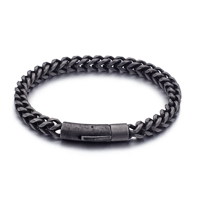 Stylish Men's Hip Hop Bracelet 6mm Thick Stainless Steel