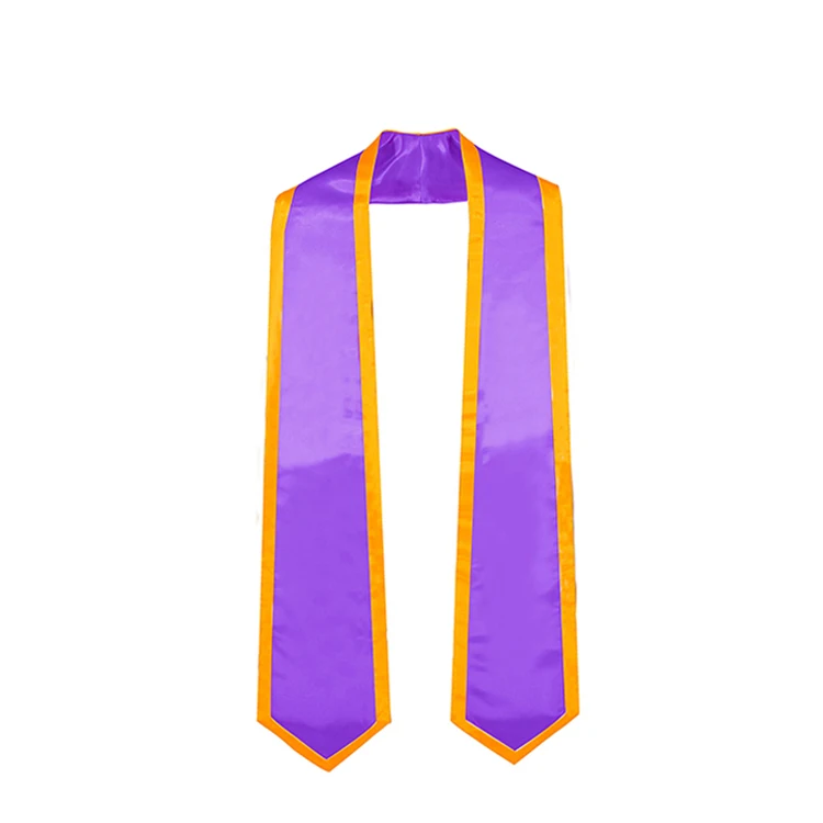 Customized DIY Printing or Embroidered 51" 60" Long Satin Custom Graduation Stole Sash with Trim