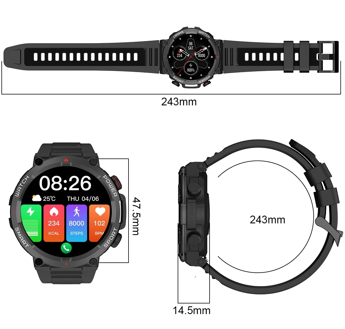 Blackview New Smart Watch W50 Waterproof Smart Watch New Version Men ...