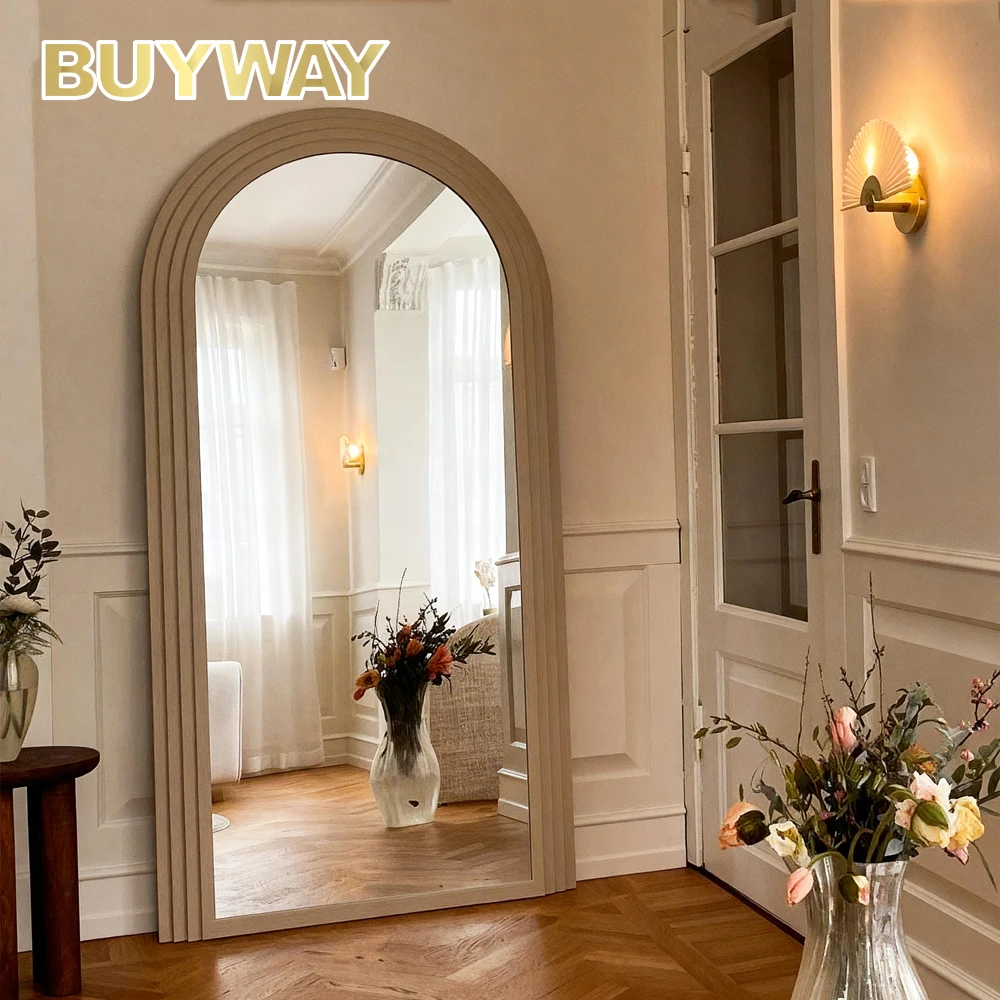 Custom Home Decor Big Large Old Wall Decoration Framed Wooden Wood Standing Full Length Body Floor Mirrors for Living Room