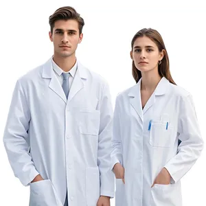 Women'S Men Long Sleeve White Doctor Medical Coat Pharmacy Pet Shop Beauty Overalls Lab Coat White Labcoats Hospital Uniforms