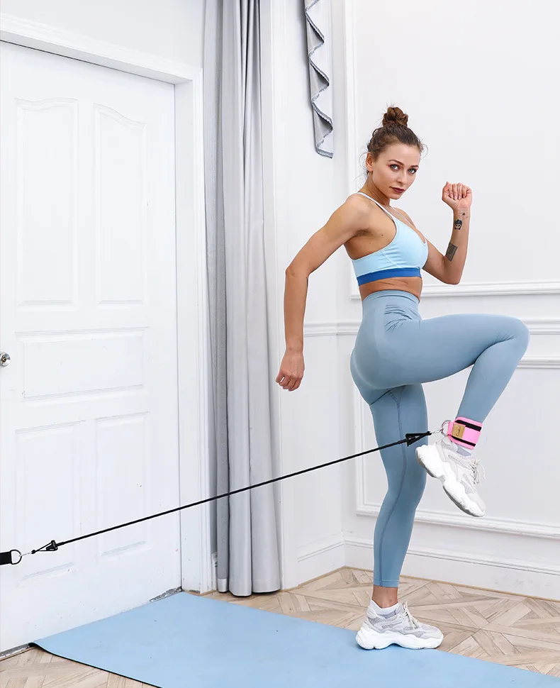 家庭健身房拉绳瑜伽锻炼健身器材悬吊张力脚环打底裤扣踝带