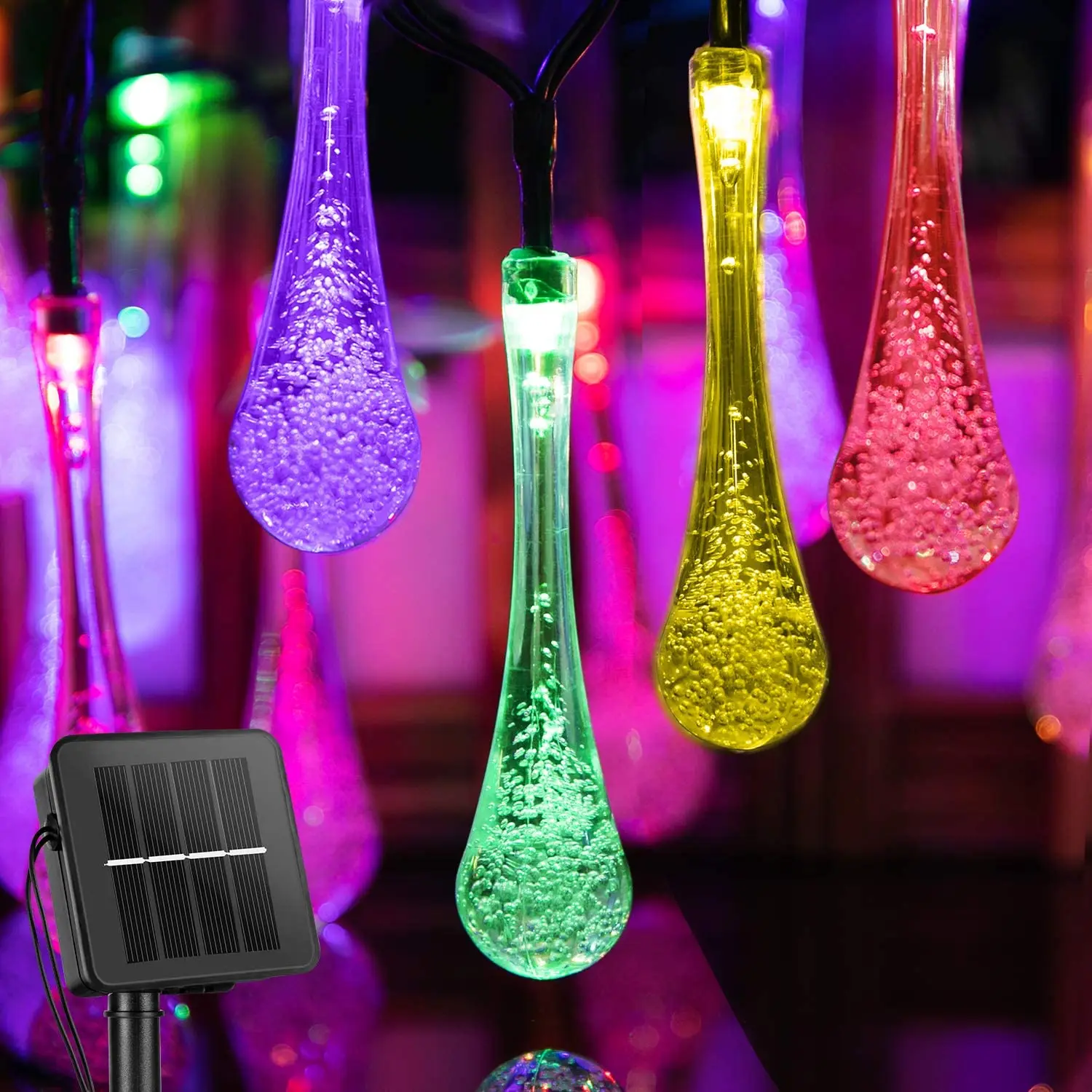 20 led Water Drop string solar decorative lights Diwali holiday lighting christmas tree decoration lights outdoor