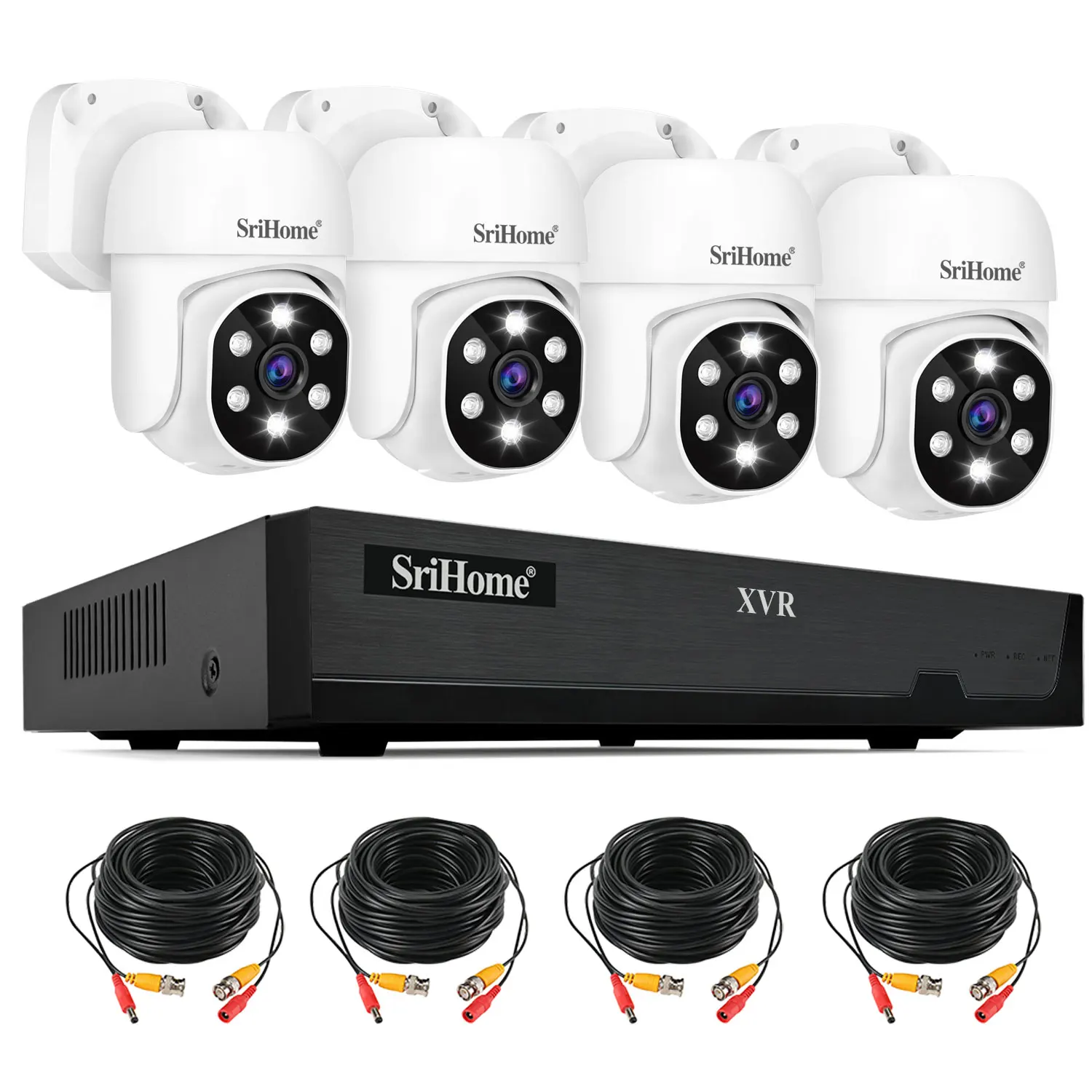 SriHome Hot Selling 4CH XVR Kit NVR Kit PTZ IP Security Camera System  Surveillance CCTV System 2MP HD Analog Videos DVR Kit