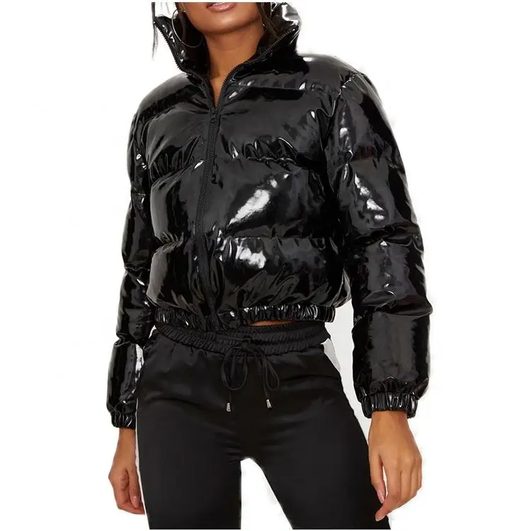 black vinyl bomber jacket