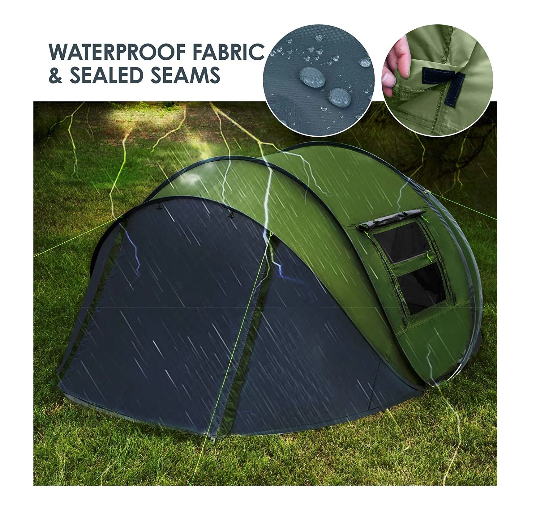 4 Person Easy Pop Up Tent Waterproof Automatic Setup 2 Doors-instant ...