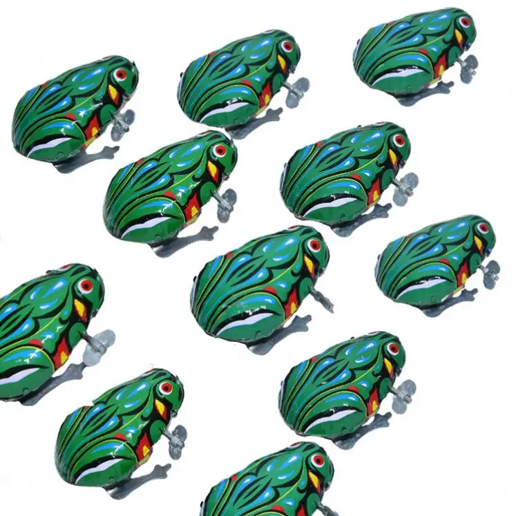 Дешевые Детские Классические жестяные заводные игрушки прыгающая лягушка прыгающий член Беговая крыса для детей забавные Развивающие