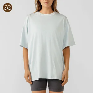 Wholesale 100% Cotton Fabric Fundamental Crew Neck Tee Short Sleeves T Shirts for Womens