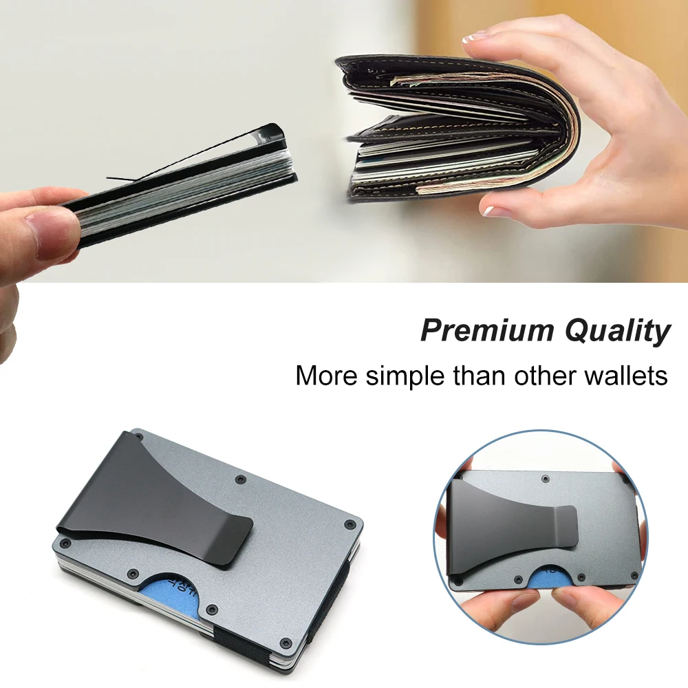 Ready To Ship Ultra Slim Mens Metal Wallet Rfid Blocking Aluminum Card ...
