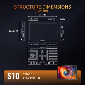 FEELWORLD S10 On-Camera DSLR Monitor 10-inch Touchscreen High Brightness 1200nit SDI HDMI2.0 Custom OEM Factory Wholesale detail image